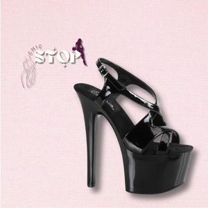 PLEASER SKY 7-INCH CRISS CROSS SLINGBACK PLATFORM HEELS